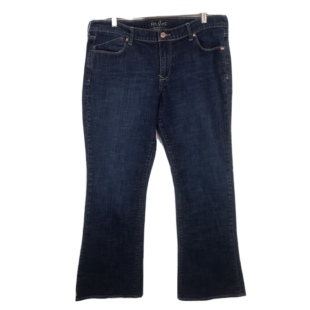 Old Navy Jeans The Flirt Mid Rise Flare Stretch Denim Womens Size 14 Dark Wash